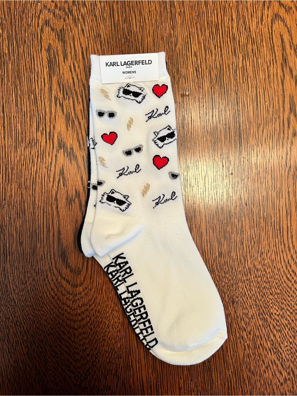NWT Karl Lagerfeld White & Black Crew Socks | Design Motifs